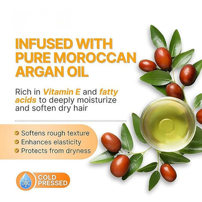 Leave-In Moroccan Argan Oil Hair Oil – Vitamin E Oil& Keratin Hair Treatment for Repairing Dry, Frizzy & Damaged Hair – Deep Nourishing Hair Serum, Anti-Frizz & Split End Repair 3.3Fl Oz