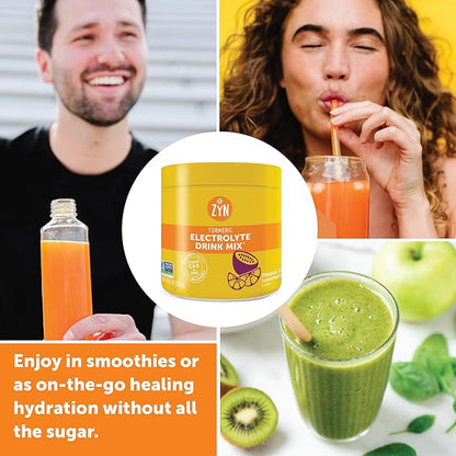 ZYN Electrolyte Hydration Drink Mix (30 Servings), Passionfruit Lemonade Electrolytes Powder, Hydrating Formula w/Turmeric Curcumin, Vitamin C & D, Zinc, Electrolyte Support Drink Mix