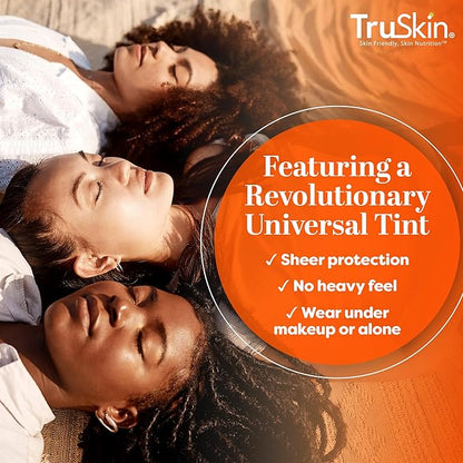 TruSkin Sunscreen Serum for Face – SPF 30 Universal Tinted Mineral Sunscreen Face Serum – Lightweight Transparent Finish – Zinc Oxide, Vitamin C, Hyaluronic Acid, Ceramides, All Skin Types, 1 fl oz
