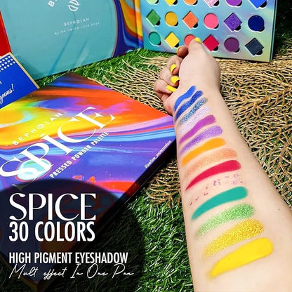 BEPHOLAN Eyeliner Pencil and Eyeshadow Palette, Blue-Purple Shifting Colors Glitter Waterproof Eyeliner, 24h Long-Lasting Metallic Colored Pen