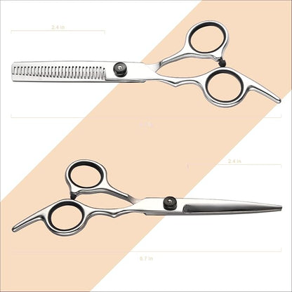 Fcysy Professional Hair Cutting Scissors Set, Barber Shears Kit, 6 Inch Stainless Steel Thinning Shears, Trimming Scissors for Men Women