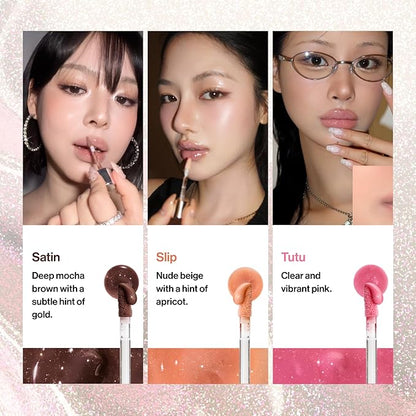 ENTROPY MAKEUP Tulle Lip Gloss, Lightweight 3D Pearl Shimmer, Ultra-Gloss High Shine, Non-Sticky Moisturizing Lip Gloss with Peptide Complex, Voile
