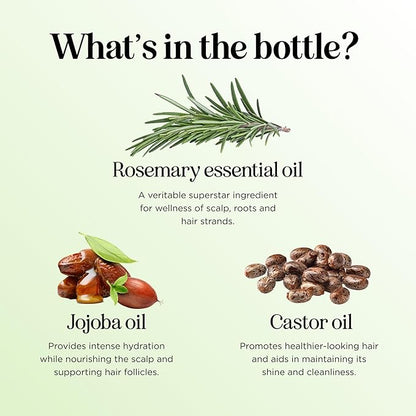 Volumizing Rosemary Hair Oil Serum - Moisturizing Scalp and Hair Oil for Men & Women Infused with Amla Black Castor Pumpkin Argan & Jojoba - Lightweight Hydrating Vegan & Color Safe (Rosemary Scent)