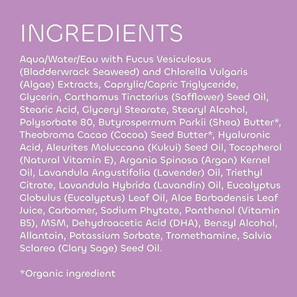 Seaweed Bath Co. Hydrate Body Cream, Lavender Scent, 6 Ounce, Nourishing Hand & Body Lotion Moisturizer for Dry Skin, with Sustainably Harvested Seaweed, Kukui Oil, Hyaluronic Acid, Shea Butter