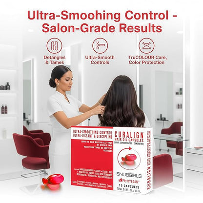 Frizz Control Hair Oil Capsules – Leave-In Serum for Frizz-Prone, Coarse or Curly Hair w/ Argan, Babassu & Ceramides | Mineral Oil, Sulfate and Paraben Free, Vegan | Humidity Defense & Shine | 15Ct