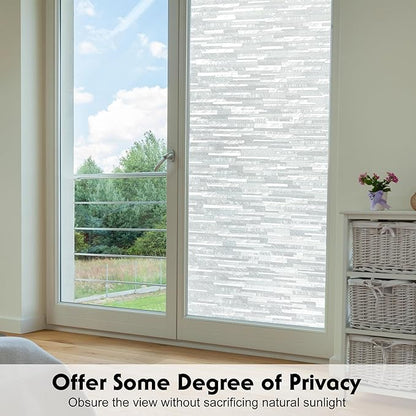 Volcanics Window Privacy Film with Installation Tools, Frosted Glass Window Film, Removable Window Clings for Home Office, Static Cling Opaque Stickers, UV Blocking 35.4 x 78.7 Inches