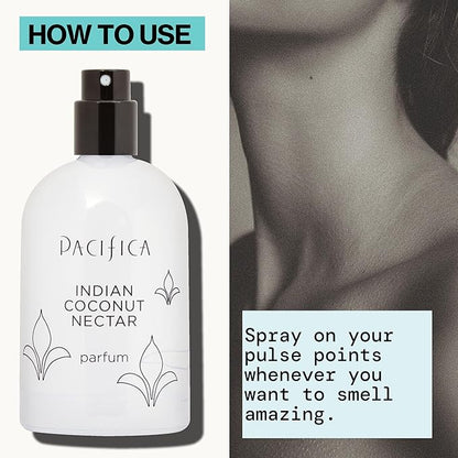 Pacifica Indian Coconut Nectar Spray Perfume, 2 oz – Warm Coconut & Vanilla Gourmand Fragrance for Women Clean Beauty Scent, Long-Lasting Beachy & Layerable, 100% Vegan & Cruelty-Free Made in USA