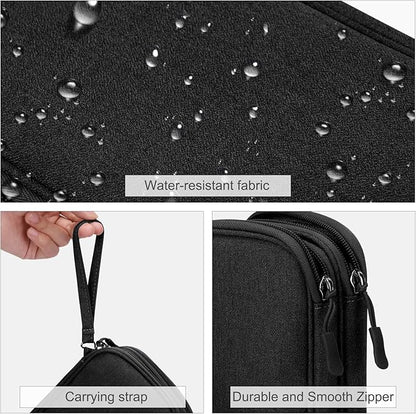 FYY Electronic Organizer, Travel Cable Organizer Bag Pouch Electronic Accessories Carry Case Portable Waterproof Double Layers Storage Bag for Cable, Cord, Charger, Phone, Earphone, Large Size, Black