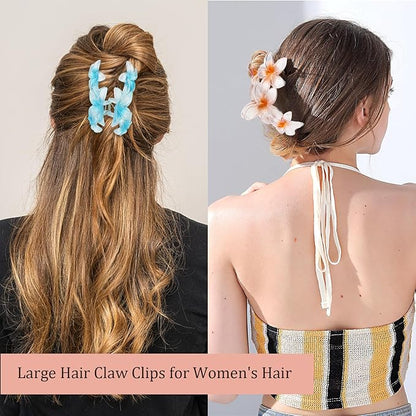 Ondder 4 Pcs Flower Hair Clips for Women Big Flower Claw Clips Large Matte Hair Clips for Thick Hair Non Slip Strong Hold Jaw Hair Clips for Women's Hair Flower Hair Accessories for Women Girls