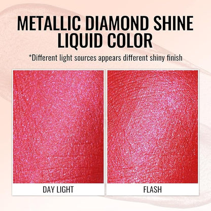 Oulac Red Lipsticks for Women Metallic Lipstick, Long Lasting Lip Gloss Waterproof, Glitter Lipstick Lip & Eye 2 IN 1, High Impact Lip Color, No Transfer, Vegan MD07