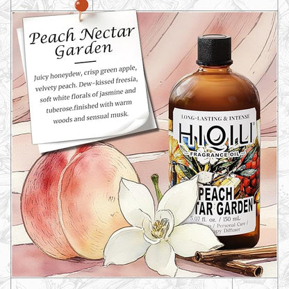 HIQILI Peach Nectar Garden Fragrance Oil for Diffuser, Inspired by Pris.HIL-ton, Candle & Soap Making, Sweet Floral-Fruity Notes, Long-Lasting Scent- 5.07fl oz