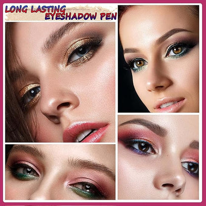Eyeshadow Makeup, Waterproof Hypoallergenic Long Lasting Eye Liner, Highlighter Matte Cream Eye Shadow Stick, Glitter Primer Palette Shimmer Eyeliner Pen, Enthusiasm Matte