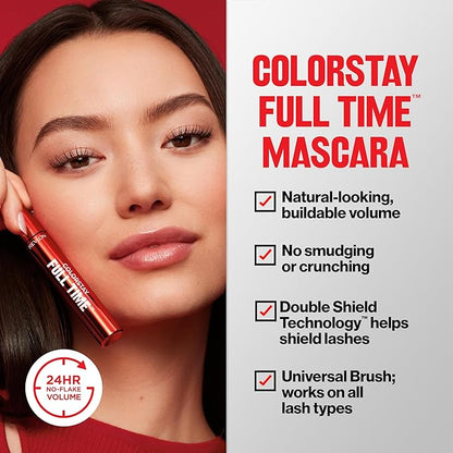 Revlon ColorStay Full Time Volumizing Mascara, 24 Hour Wear, Smudge-Proof, Non-Clumping, Flake-Free, Stocking Stuffer for Her, 402 Black Brown