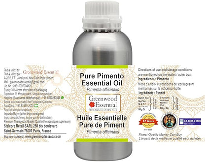 Greenwood Essential Pure Pimento Essential Oil (Pimenta officinalis) Steam Distilled 300ml (10.1 oz)