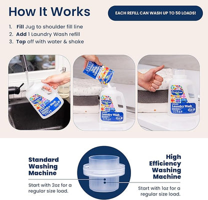 Truly Free Laundry Wash Detergent for Sensitive Skin, Gentle & Safe for Baby Clothes | Plant-Based, Natural Ingredients | Unscented | Include 1 Refillable Bottle (50 Loads)