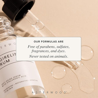Asterwood Argireline Serum with Hyaluronic Acid - Peptide Serum for Face - Wrinkle Reducing, Anti-Aging, Nourishing - Fragrance-Free - 2 Fl Oz