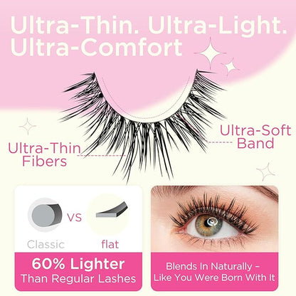 BEPHOLAN Ultra-thin False Eyelashes 10 Pairs Eyelash Pack False Lashes Natural look Lash Strips Lightweight Lashes with Soft Clear Band(CCS115)