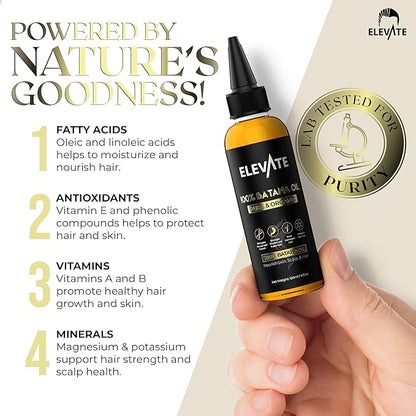 Elevate Batana Oil for Hair Growth | 100% Pure & Natural Raw Dr. Sebi Organic Oil from Honduras | Cold Pressed Chemical-Free for Thickness & Scalp Care Skin | Thicker Stronger Hair 4 Fl Oz 2 Pack