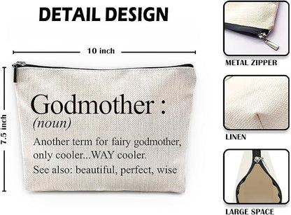 Sufamb Godmother Gifts Makeup Bag, Godmother Gifts for Mother's Day from Godchild Cosmetic Bags, Gift for God Mom Portable Small Toiletry Bag Zipper Makeup Pouch