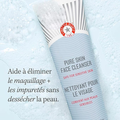 First Aid Beauty - Pure Skin Face Cleanser, Effectively Removes Makeup, Dirt, and Impurities, Gentle Cleanser Leaves Skin Soft & Supple, Safe for Sensitive Skin, Fragrance Free, 2 oz