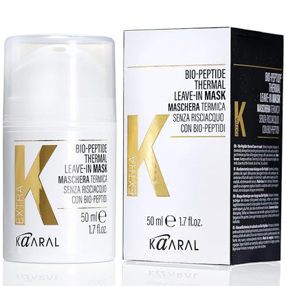 Kaaral Bio-Peptide Thermal Leave-In Hair Mask - Intensive Moisture & Heat Protection for Dry Damaged Hair - Strengthening Hydrating Repair with Collagen & Restores Shine - 50ml