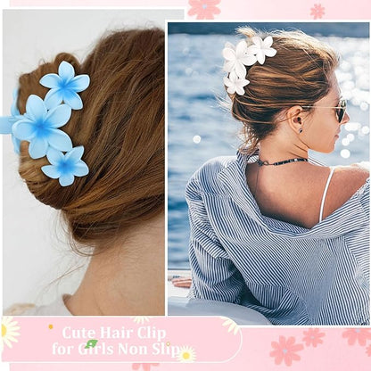 Ondder 4 Pcs Big Flower Hair Clips for Women - Large Matte Claw Clips for Thick Hair, Non-Slip Strong Hold Jaw Clips - Hair Accessories for Women and Girls
