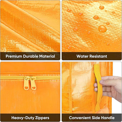 BALEINE 6-Pack Oversized Moving Bags with Reinforced Handles, Heavy-Duty Storage Tote for Clothes, Moving Supplies (Light Yellow, 6-Pack)