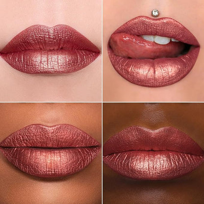 MAKI YIKA Red Lipstick for Women Metallic Lipsticks Glitter Long Lasting Lipstick No Smudge No Transfer Liquid Pink Lip Gloss (BR05 Victoria)
