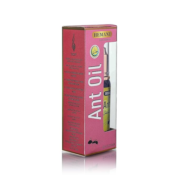 Hemani Ant Oil 30ml - Natural Hair Inhibitor & Hair Growth Reducer for Women & Men, Hair Removal Oil for Post-Hair Removal Care, Smooth Skin Solution, External Use Only