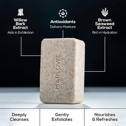 MARLOWE. No. 102 Body Scrub Soap 7 oz (12 Bars), Exfoliating Soap Bar with Shea Butter, Olive Oil & Green Tea Extracts, Cleanses, Smooths & Revitalizes Skin, Original Sage & Fir Scent