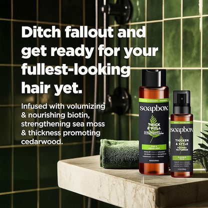 Soapbox Men's Thick and Full 2 in 1 Shampoo and Conditioner Men, Natural Mens Shampoo and Conditioner, Oak & Cedar Leaf, 16oz