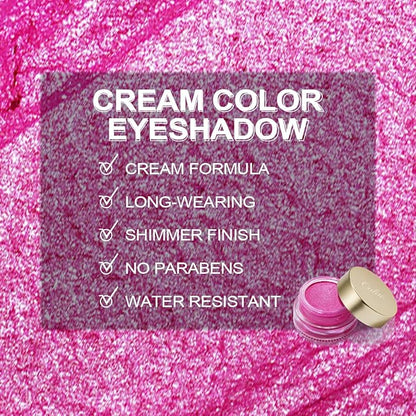 Oulac Hot Pink Cream Eyeshadow also for Highlighter Highly Pigmented Eye Shadow Waterproof&Long Lasting with Moisturizing Formula Blendable Shimmer Eye Make-up,Vegan & Cruelty-Free, 6g, 09