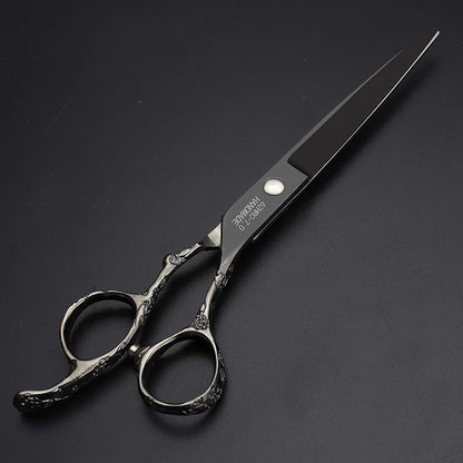 6/7/8-Inch Professional Hair Scissors Haircut Rose Pattern Hair Scissors Styling Tools Japanese Stainless Steel Scissor Set (7-inch cutting scissors-B)