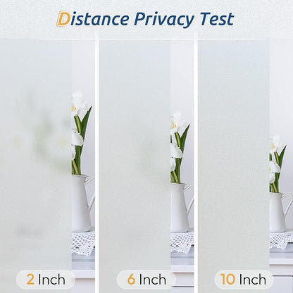 rabbitgoo Window Privacy Film, Frosted Glass Window Clings, Static Cling UV Heat Blocking Door Stickers for Home Bathroom, Removable Indoor Decal Coverings Day and Night, Pure, 11.8 x 118.1 Inches