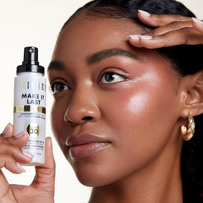 Milani Sunscreen Setting Spray + Primer, Make It Last Sunscreen for Face- SPF 30 UVA & UVB Protection Antioxidant Rich Formula for Broad Spectrum Protection, Prime + Set + Protect, 2.02Fl. Oz - 2 Pack