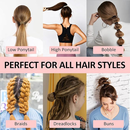 120Pcs Large Brown Nylon Hair Ties for Thick Curly Hair No Damage, Big Soft Cloth Hair Elastic Bands & Seamless Stretchy Fabric Ponytail Holders for Women Girls, Perfect for Updos & Braids