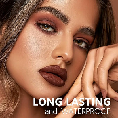 Nude Brown Dark Red Lipstick 3Pc Long Lasting Lipsticks for Women Pigmented Smudgeproof Transferproof Vegan Cruelty Free Lip Color, A61/50/48