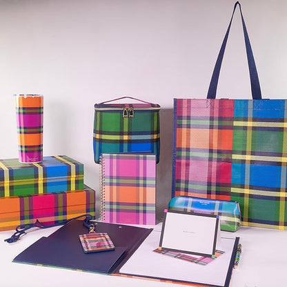 Kate Spade New York Clipboard Folio with Low Profile Clip, Professional Padfolio Includes Lined Notepad, Pen Loop, and Pocket, Grand Plaid Duo