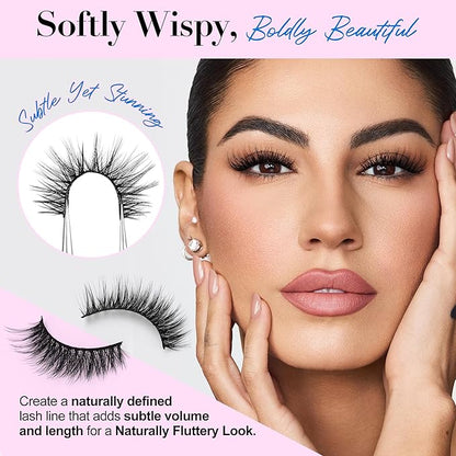 Lashes Natural Look False Eyelashes - Bepholan Fake Eyelashes 3D Super Fluffy False Lashes Clear Band Wispy Lashes 3-Pack Faux Mink Lashes(XMZ24)