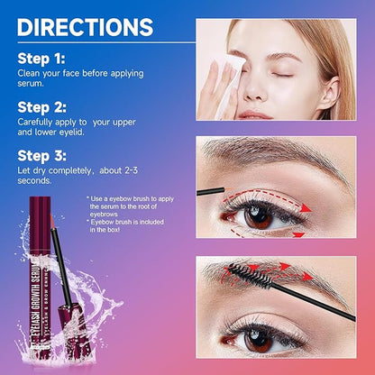 Eyelash Growth Serum, Eyelash Serum for Fuller, Thicker and Longer-Looking Lashes, Advanced Lash Enhancement Natural Formula Vegan Cruelty-Free 5ML