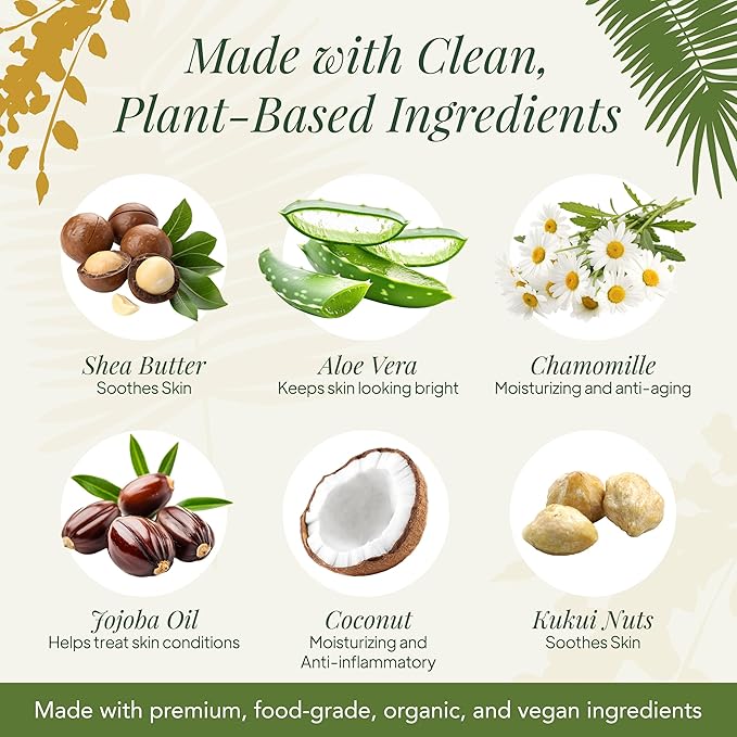 Saavy Naturals Body Wash Tropical Coconut Plant-Based Ingredients| Made In Usa | Sensitive Skin Body Wash, l Organic & Vegan Formula With Coconut Oil, Shea Butter, And Aloe Vera - 8.5 Fl Oz
