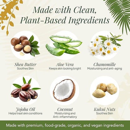 Saavy Naturals Body Wash Tropical Coconut Plant-Based Ingredients| Made In Usa | Sensitive Skin Body Wash, l Organic & Vegan Formula With Coconut Oil, Shea Butter, And Aloe Vera - 8.5 Fl Oz