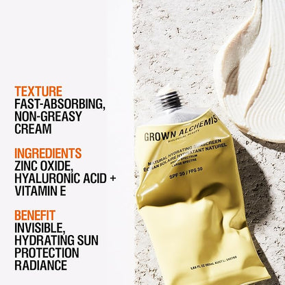Grown Alchemist Hydrating Mineral Sunscreen SPF30, Natural Daily Moisturizing + Reef Safe, 1.69 Ounce (50 mL)