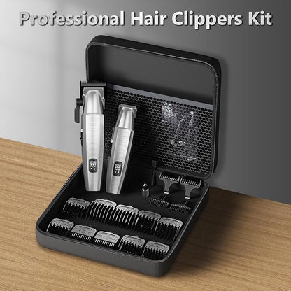 Ufree Professional Hair Clippers for Men, Clippers and Trimmers Set, Barber Clippers, Electric Beard Trimmer with Barber Bag, Gifts for Men，Silver