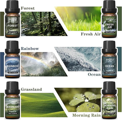 HIQILI Nature Fragrance Oil 6x10ml, Scented Oil for Candle Scents Soap Making & Diffuser, Essential Oils Set for Soy Candles Slime Home Car Aromatherapy, for Men Women Halloween Thanksgiving