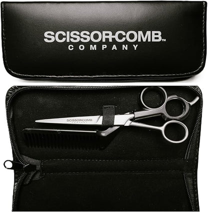 Scissor Comb 2 in 1 Hair Scissors with Comb attached - Cut and Trim Hair At Home with Great DIY Hair Cutting Tool - Professional 6.75" 440C Stainless Steel Shears with Comb