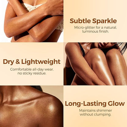 BEPHOLAN Highlighter Powder,High Gloss Glitter,Sparkling Powder Makeup for Face and Body - High-Pigment Shimmer Makeup, Long-Lasting & Buildable（Gilded Gleam）
