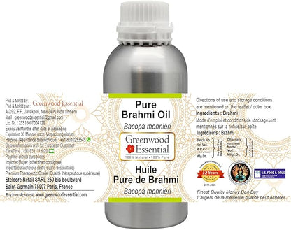 Greenwood Essential Pure Brahmi oil (Bacopa monnieri) Natural Therapeutic Grade 630ml (21 oz)