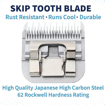 Skip Tooth 7 Wide Blade Dog Grooming Cuts Length 1/8" - 3.2mm Japanese Carbon Steel 7 Skip Tooth Blade Dog Grooming | 7W Clipper Blade (B7W)