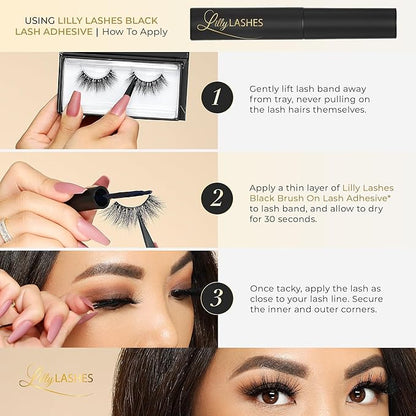 Lilly Lashes Miami 3D Mink Lashes, False Eyelashes Natural Look, Mink Eyelashes for Wispy & Natural Look, Reusable Up to 25 Wears, Fluffy Lashes